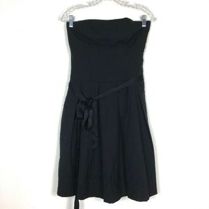 Theory Strapless Wool Blend Black Shift Dress
